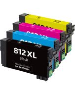 Epson 812XL (T812XL-XCS) Ensemble de 4 cartouches Réusinées Haut Rendement- C/M/Y/K