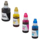 HP 32XL noir & HP 31 C/M/Y bouteilles d'encre compatibles combo - boîte économique