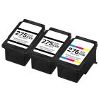 Deux Canon 275XL et une 276XL Trio de cartouches réusinées Haut rendement